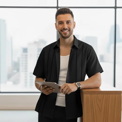 Miniatura 2 de Camisa elegante para hombre - Camisa de playa de lino transpirable de manga corta con botones