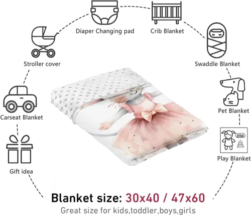 Miniatura 7 de Manta de bebé personalizada para niños, nombre personalizado con diseños de ratón, franela suave con respaldo de puntos de doble capa, manta 19 Ratón