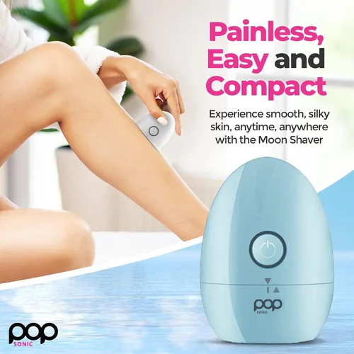 Miniatura 3 de Pop Sonic Moon Shaver (negro) - Afeitadoras faciales y corporales para hombres y mujeres - 3 cabezales giratorios flotantes con tapa extraíble