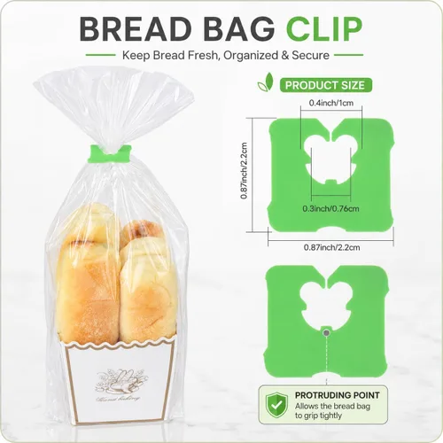 Miniatura 2 de 100 clips reutilizables de plástico verde para mantener tus alimentos frescos, clips de bolsa de almacenamiento de alimentos de 7/8 x 1 pulgada