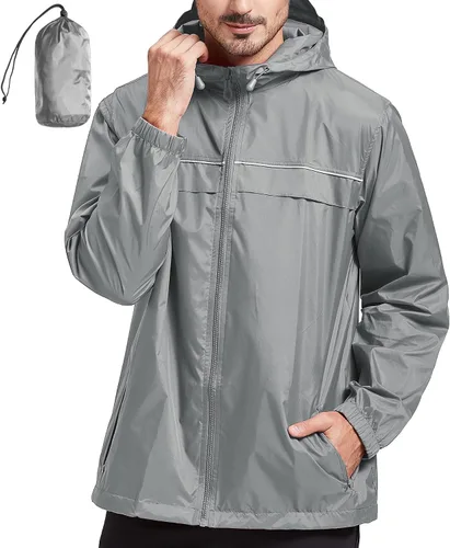 Miniatura 26 de SWISSWELL Chaqueta impermeable para hombre, rompevientos, ligera con capucha para uso diario casual