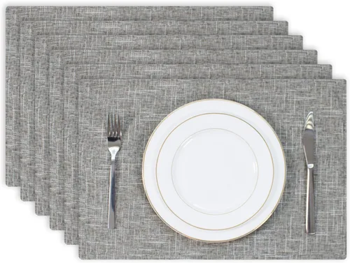 Miniatura 28 de Kevin Textile - Juego de 4 manteles individuales resistentes al calor, lavables, para fiestas, bufé, cenas, 13 x 19 pulgadas, color negro
