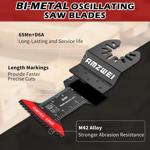 Miniatura 4 de Hojas de sierra oscilantes bimetálicas, 10 cuchillas multiherramienta de borde curvado de 1-3/4 pulgadas para metal suave, madera dura, plástico