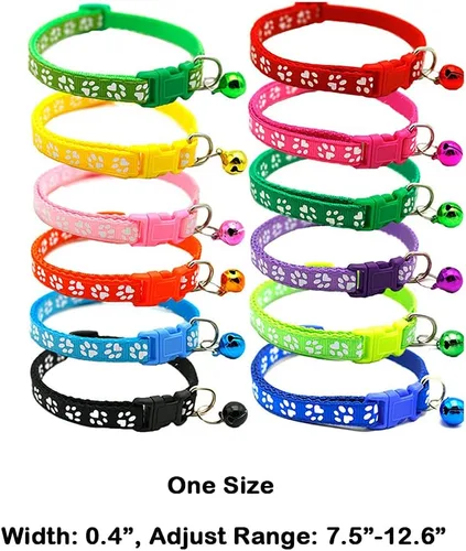 Miniatura 6 de Love Dream Collares de identificación para cachorros, 12 collares ajustables con campana para cachorros recién nacidos y gatitos, fácil