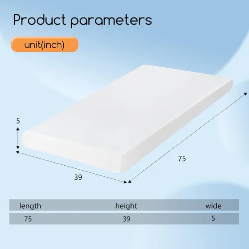 Miniatura 2 de BestMassage Colchón individual de 5 pulgadas Espuma viscoelástica con gel Sensación mediana firme Blanco Cama en una caja, certificado