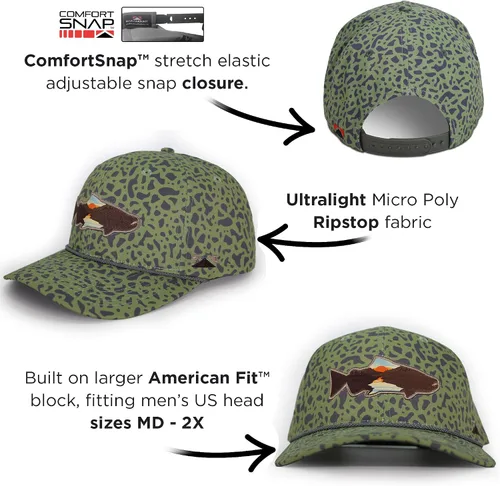 Miniatura 10 de Paramount Outdoors Sombrero de pesca de trucha al atardecer, diseño de silueta de pez de montaña, sombrero para exteriores con cómodo Snapback