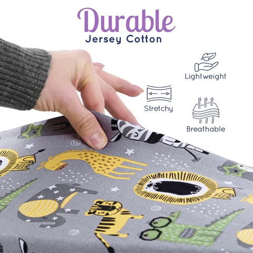 Miniatura 7 de GROW WILD Juego de 3 fundas para cambiador, algodón suave y elástico, funda para cambiador de bebé, fundas para cambiador de pañales para niñas