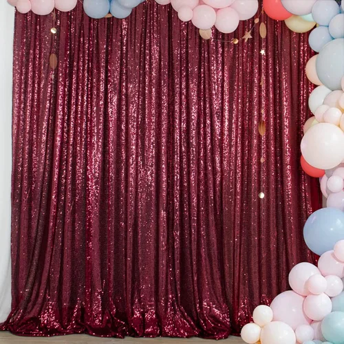 Miniatura 84 de ShinyBeauty Cortinas de lentejuelas 2 paneles 2 pies x 8 pies verde iridescente, telón de fondo para fotomatón, fondo para graduaciones, baby