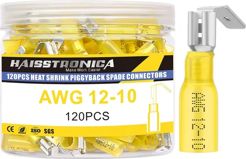 Miniatura 8 de Haisstronica 260 conectores de pala termorretráctiles, terminales de pala hembra y macho de desconexión rápida para embarcaciones, electrónica
