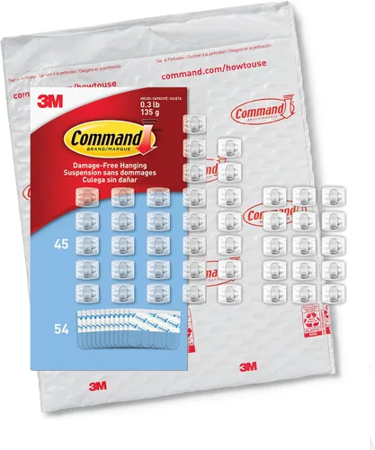 Miniatura 10 de Command - Mini clips de luz para interiores, 45 clips transparentes y 54 tiras Command, decoraciones navideñas sin daños, clips de pared para colgar