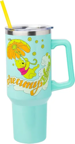 Miniatura 14 de Silver Buffalo Disney Lilo and Stitch Aloha - Vaso de acero inoxidable de doble pared con asa y pajilla, se adapta al portavasos estándar, 40 onzas