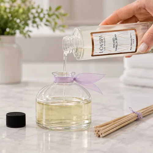 Miniatura 6 de Amber Romance - Recambio de aceite difusor de varillas con varillas de junco, ámbar cálido, sándalo y notas florales, aceites esenciales de lirio