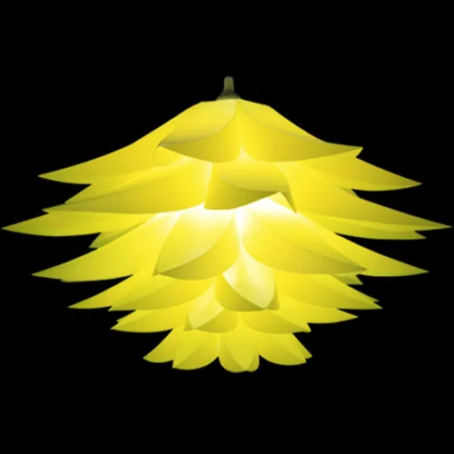 Miniatura 2 de Colgante de techo de 20 pulgadas (19.7 in) DIY IQ Rompecabezas de flor de loto kit de pantalla con cable colgante de 15 pies (amarillo)