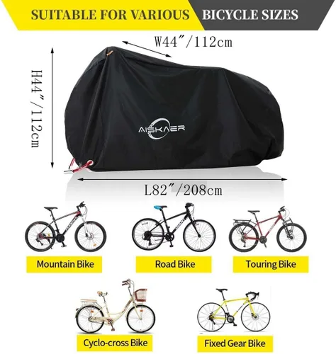 Miniatura 6 de Aiskaer Funda para bicicleta de 2 a 3 bicicletas, impermeable, negro, poliéster, resistente, montaña, carretera, bicicletas eléctricas