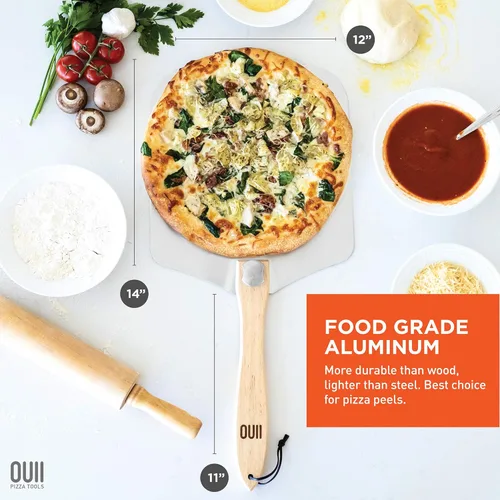 Miniatura 3 de Pala de Pizza con Cortador - Pala Giratoria de Metal de 12 x 14 pulgadas, Cortador de Pizza de 14'' con Cubierta de Cuchilla - Pala Espátula