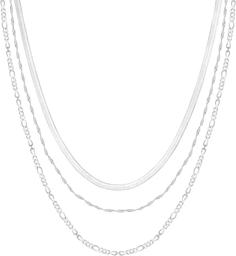 Miniatura 23 de Collares en capas para mujer, chapados en plata, delicada cuerda torcida de serpiente, delicado collar en capas, gargantilla de diferentes