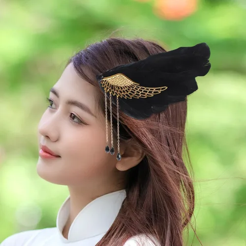 Miniatura 8 de Beaupretty Pinzas de pelo de ángel para adolescentes, niñas y mujeres, accesorios para el cabello de boda con borla para fiestas de vacaciones