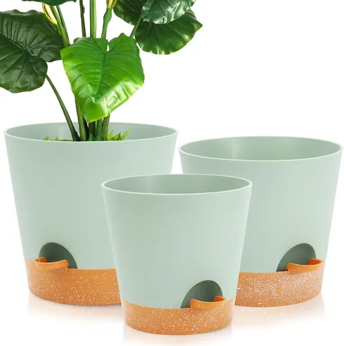Miniatura 9 de GARDIFE Macetas de 10/9/8 pulgadas para plantas de interior, macetas auto-regantes, macetas de riego automático, macetas de flores, negras