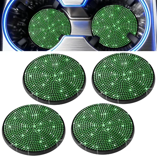 Miniatura 10 de BFXM 2 piezas de portavasos brillantes, portavasos antideslizantes de silicona con diamantes universales de 2.75 pulgadas, accesorios brillantes