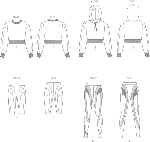 Miniatura 4 de Vogue Misses - Paquete de patrón de costura para tops y leggings de talle alto, código de diseño V1945, tallas XS-S-M-L-XL-XXL, multicolor