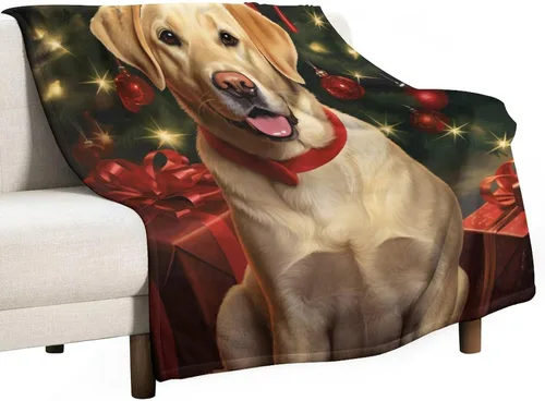 Miniatura 28 de Yellow Lab - Manta de Labrador de Navidad, linda y divertida para varios perros y mascotas, manta de verano de 30 x 40 pulgadas, manta de franela