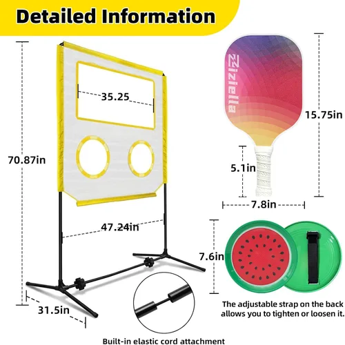 Miniatura 5 de Juego de Paletas para Interiores con Red, Set de Pickleball Portátil con Red para Diversión Familiar o Individual, Todo en Uno Deportes al Aire