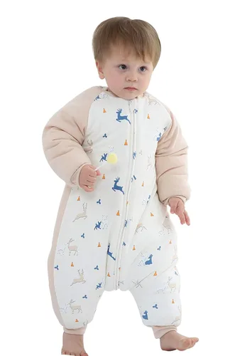Miniatura 14 de Happy Cherry Saco de dormir de algodón grueso de invierno para bebé, manta cálida con mangas desmontables, Pingüino - Azul