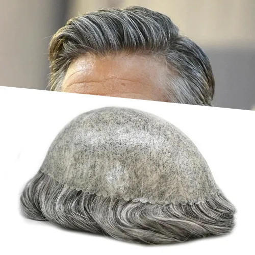 Miniatura 45 de LYRICAL HAIR Toupee para hombres, todos los postizos de piel de polietileno, negro, marrón, rubio, sistema de cabello humano, repuesto natural, #22R
