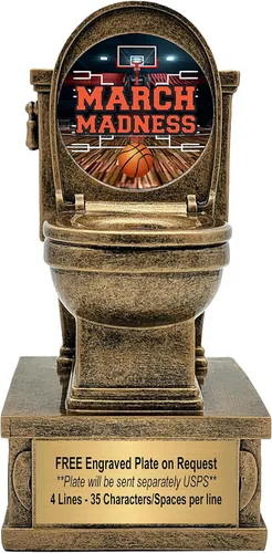 Miniatura 12 de Decade Awards Trofeo de pedestal dorado para inodoro con insertos opcionales, 7 pulgadas de alto, placa grabada bajo petición Golf