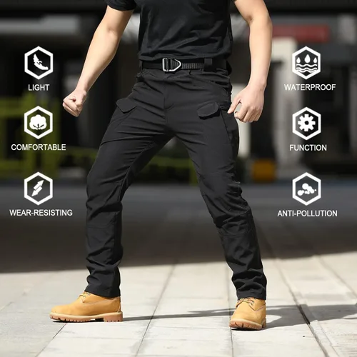 Miniatura 2 de Pantalones tácticos para hombre, resistentes al agua, Flex Ripstop Cargo Pantalones ligeros de senderismo con múltiples bolsillos (sin cinturón)