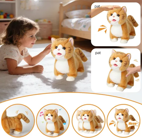 Miniatura 3 de CU-MATE Juguetes eléctricos de peluche de 12 pulgadas, juguete electrónico de peluche para gato, robot interactivo, juguete interactivo