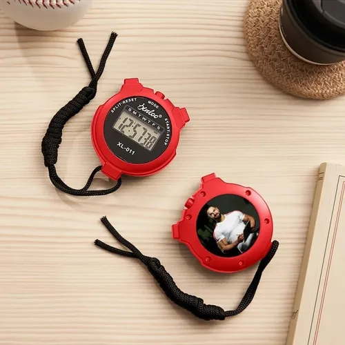 Miniatura 6 de Cronómetro digital personalizado con foto y texto, pantalla grande, funciones de regazo y división, calendario de reloj, alarma - Cronómetro