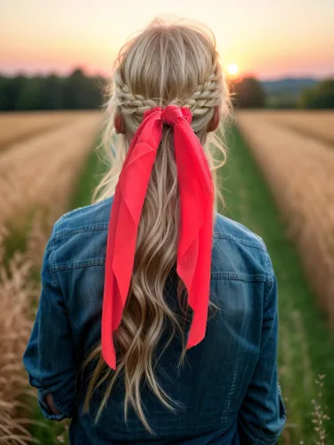Miniatura 2 de Paquete de 2 coleteros para el cabello con lazo anudado, bufanda elástica para el cabello, bandas negras para el cabello, cintas de satén