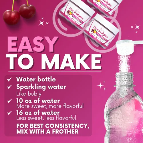 Miniatura 4 de Zero Sugar - Polvo de electrolitos de cereza y maracuyá - Hidratación refrescante - Energía sin cafeína con todos los ingredientes naturales