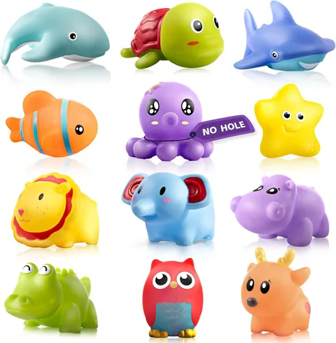Miniatura 10 de Hely Cancy Juguetes de baño para bebés de 18 meses, juguetes de bañera de animales sin agujeros, juguetes de bañera para bebés