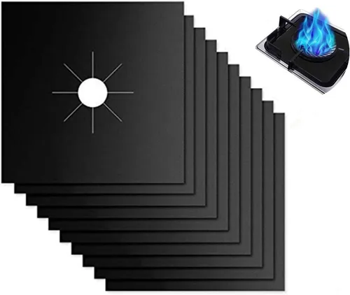 Forlivese Fundas reutilizables para quemadores de estufa de gas, paquete de 10 protectores antiadherentes para quemadores de estufa, tamaño 10.6 x