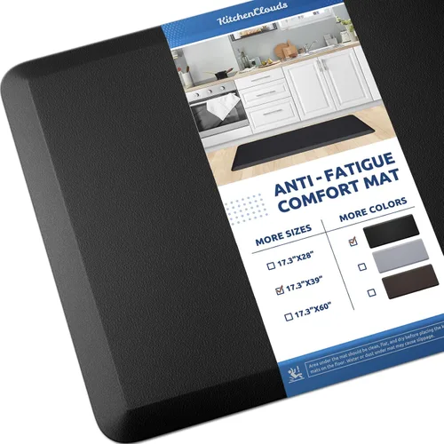 Miniatura 50 de KitchenClouds Alfombra de cocina acolchada anti fatiga, 17.3 x 60 pulgadas, impermeable, antideslizante, tapete de escritorio cómodo, para cocina
