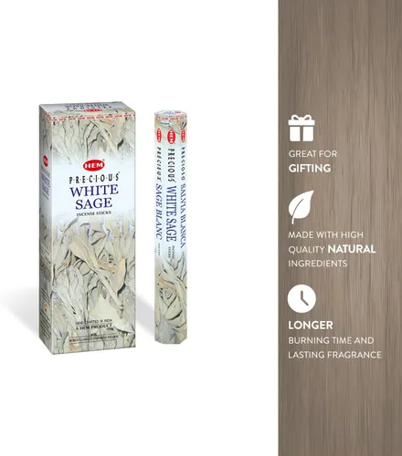 Miniatura 5 de HEM Varillas de Incienso de Salvia Blanca - 100 Unidades Aromaterapia Natural Purificadora del Aire Fragancia Calmante y Limpiadora Perfectas