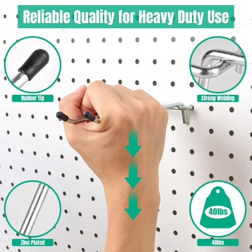 Miniatura 3 de G.CORE Accesorios para tablero de clavijas de 1/4 pulgadas, paquete de 4 cestas de tablero de clavijas y 10 ganchos de herramientas para tablero