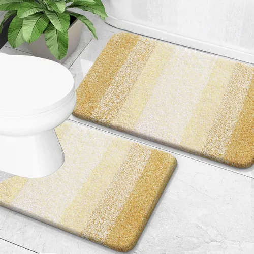 Miniatura 30 de OLANLY Juego de 2 alfombras de baño de microfibra suave y absorbente, antideslizantes, se pueden lavar y secar a máquina, alfombras de baño peludas