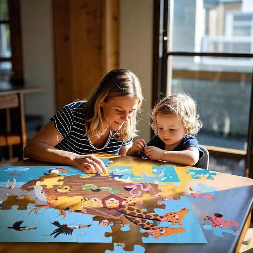 Miniatura 2 de LovesTown Rompecabezas de suelo para niños, rompecabezas de animales jumbo, juguetes educativos de aprendizaje para entretenimiento familiar