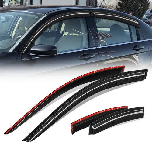 Miniatura 12 de Auto Dynasty 4 piezas viseras de ventana con patrón de fibra de carbono compatibles con Chrysler PT Cruiser 2001-2010, deflectores de ventana