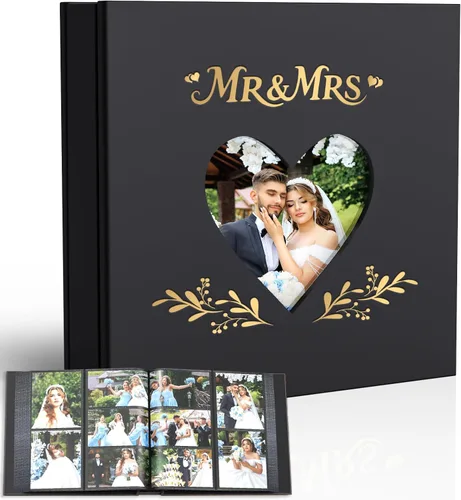 Miniatura 11 de Wedding Photo Album 4x6 with 400 Pockets, Custom Engraved Beige Leather Memory Book for Engagement, Bridal Shower & Keepsake Gift, Beige Leather
