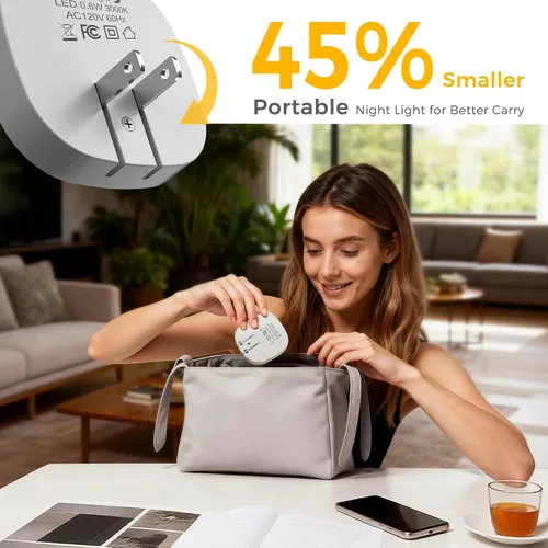 Miniatura 5 de L LOHAS LED - Luz nocturna enchufable, luces nocturnas plegables enchufables a la pared con sensor de crepúsculo a amanecer, 2 niveles de brillo