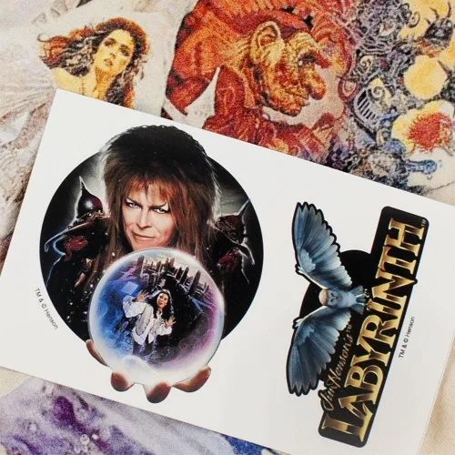 Miniatura 5 de Popfunk Camiseta y calcomanías clásicas de la película Labyrinth David Bowie Goblin King, Blanco sucio