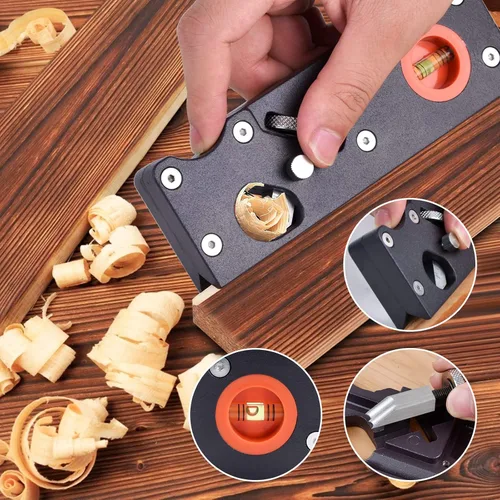 Miniatura 2 de Plano de esquina de borde de carpintería con localizador auxiliar, plano de mano adecuado para recorte rápido de madera (W/4cuters)