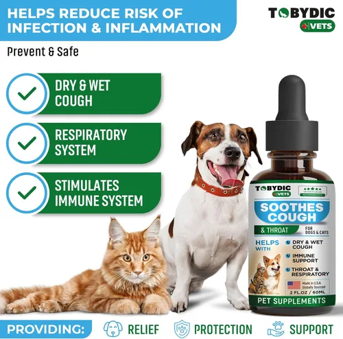 Miniatura 2 de TOBYDIC Alivio Natural para la Tos de la Perrera Seca y Húmeda para Perros y Gatos - Tratamiento Herbal que Ayuda a Calmar la Garganta y el Tracto