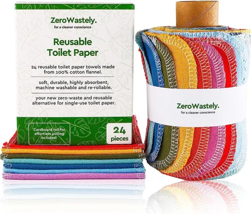 Miniatura 8 de ZeroWastely 24 rollos de papel higiénico reutilizables lavables, toallas de bidé, papel higiénico lavable, corta y desperdicia menos con nuestras