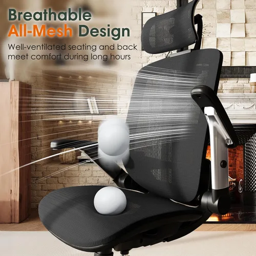 Miniatura 8 de GABRYLLY Silla de Oficina Ergonómica, Silla de Escritorio de Respaldo Alto para el Hogar con Reposacabezas, Brazos Abatibles, Bloqueo de Inclinación