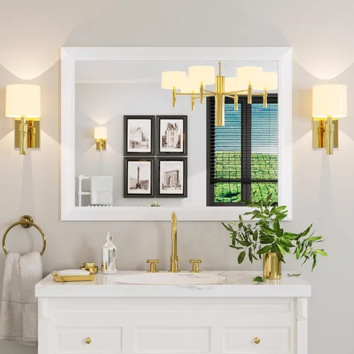 Miniatura 59 de Amorho Espejo de Baño Negro, Espejos de Pared de 24x30 Pulgadas con Marco de Metal Grueso para Sobre el Fregadero, Dormitorio, Sala de Estar